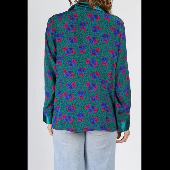 Victoria Secret’s Vintage Gold Label Floral Print Satin Trim Top - Picture 4 of 11